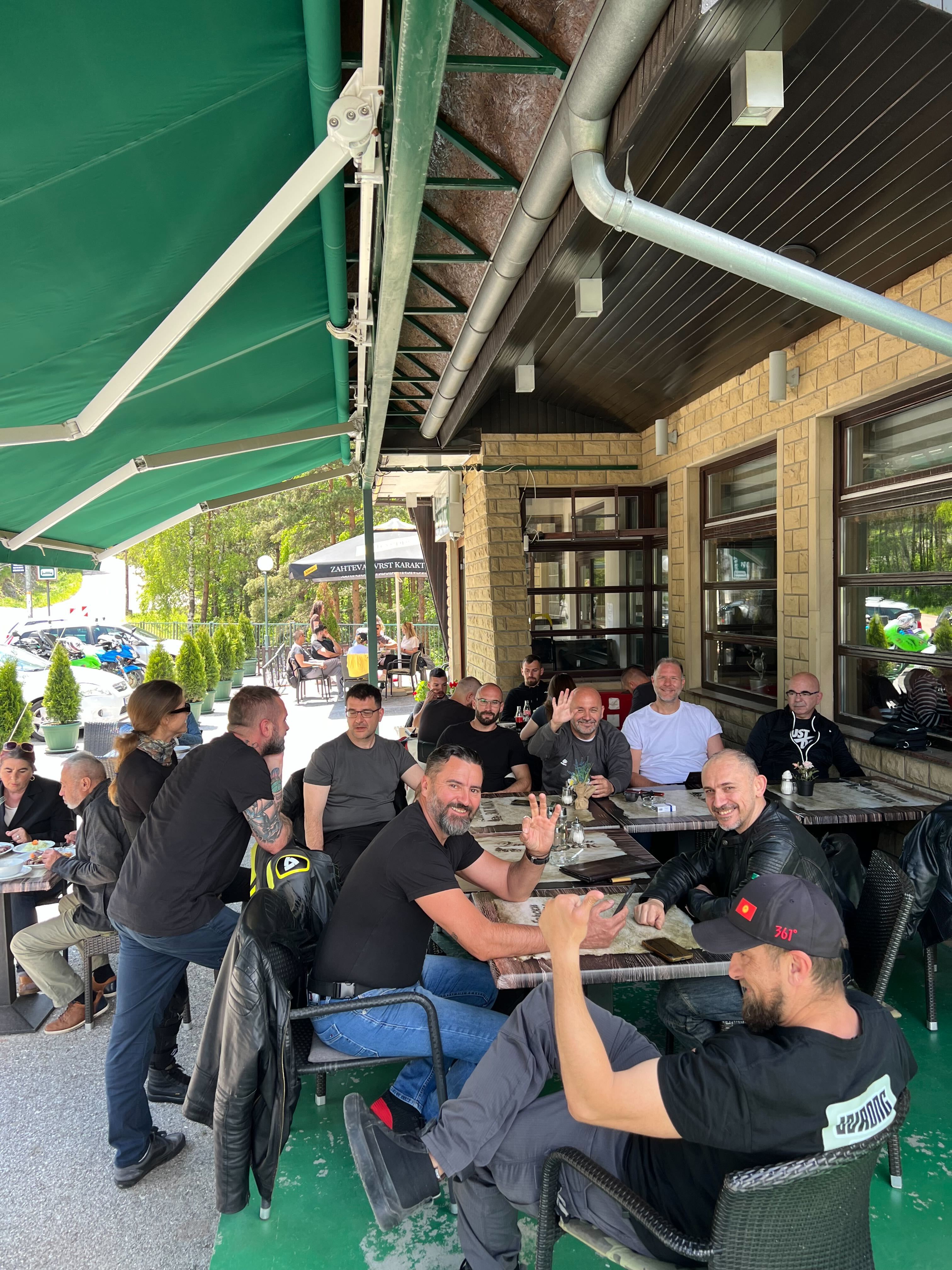 Valjevo café stop with riders